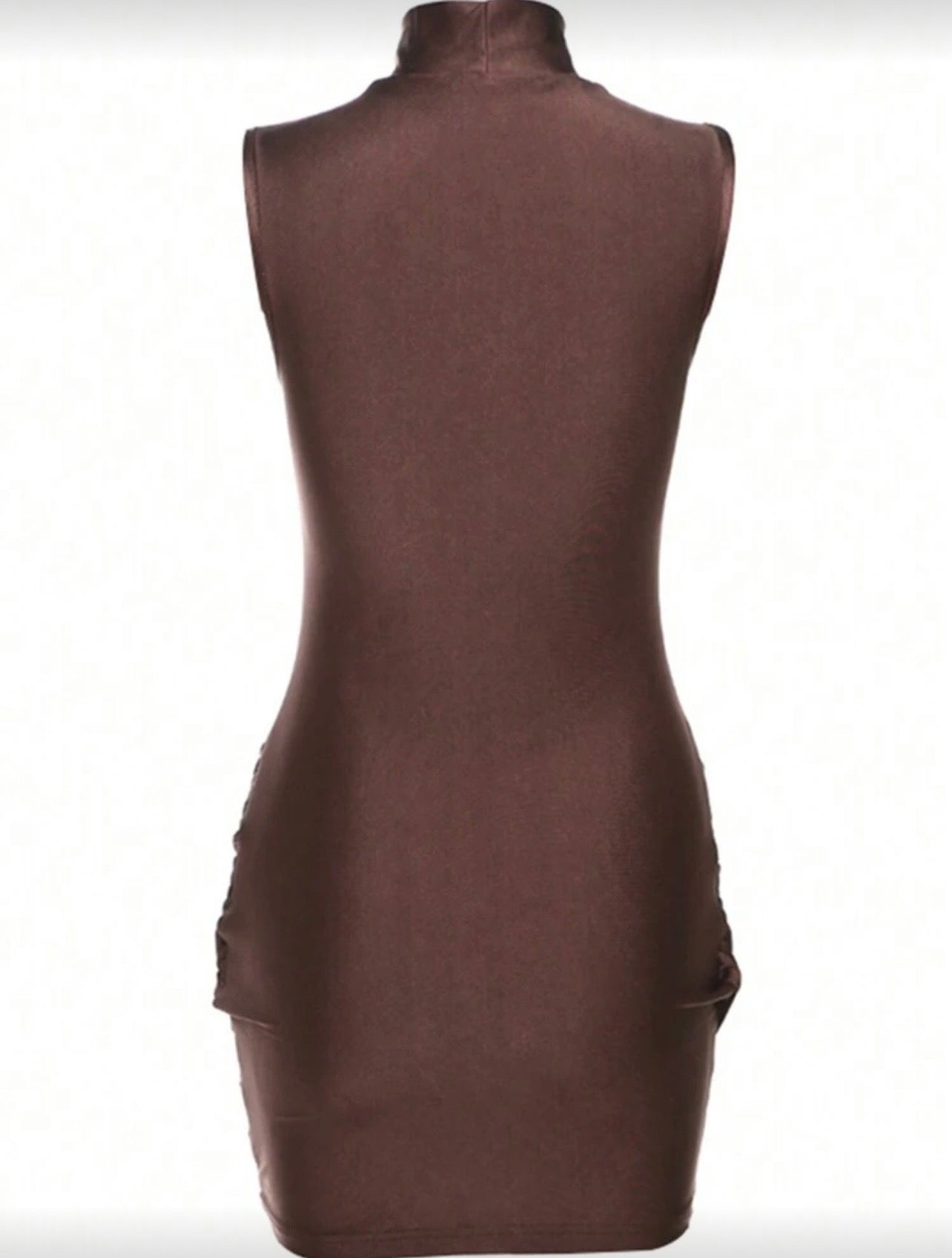 Kahve Çapraz Detay Mini Elbise